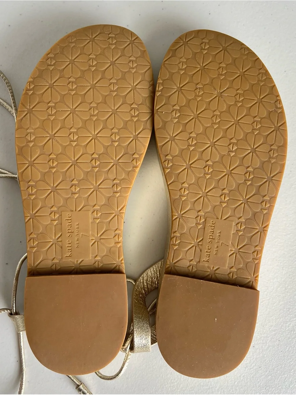 Kate Spade Serena Strappy Sandals Pale Gold Leather Lace Up Gladiator 7B